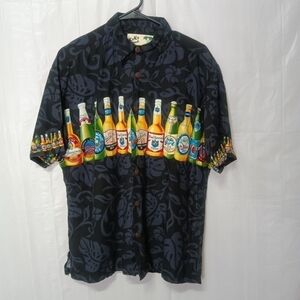 🦋 KOKO Island Men's Hawaiian Shirt Medium Button Down Beers